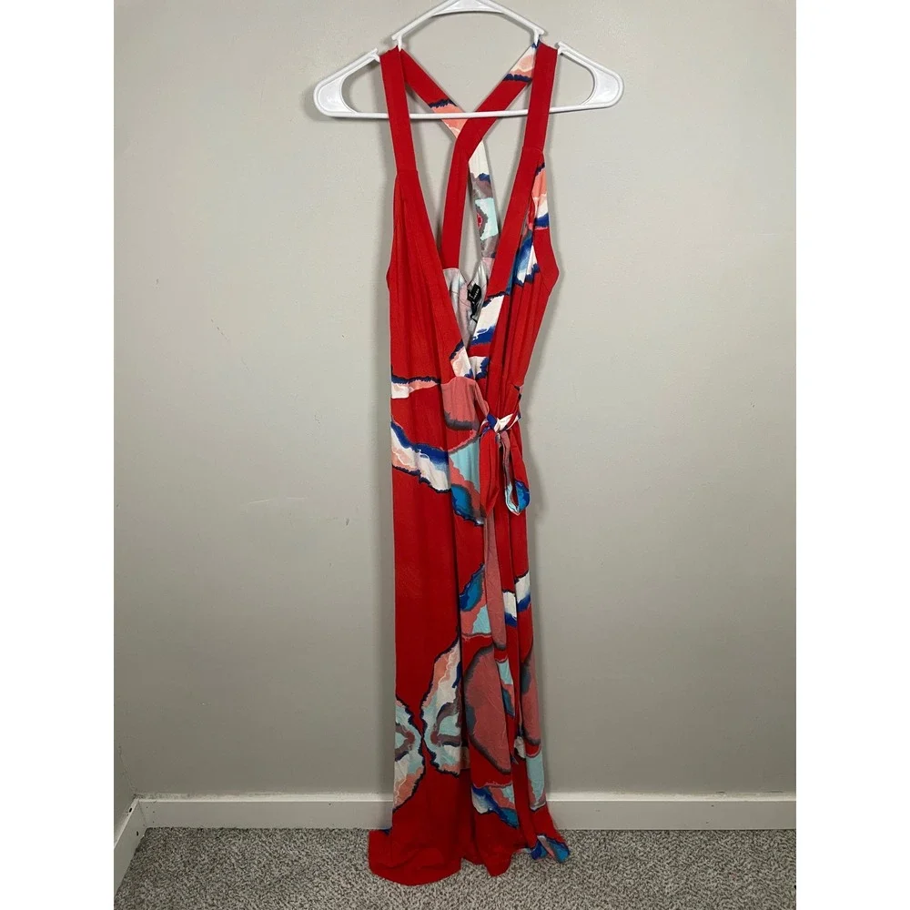 Revolve Karina Grimaldi Lena Knit Maxi Wrap Dress In Coral Moon Size Large - Picture 2 of 8